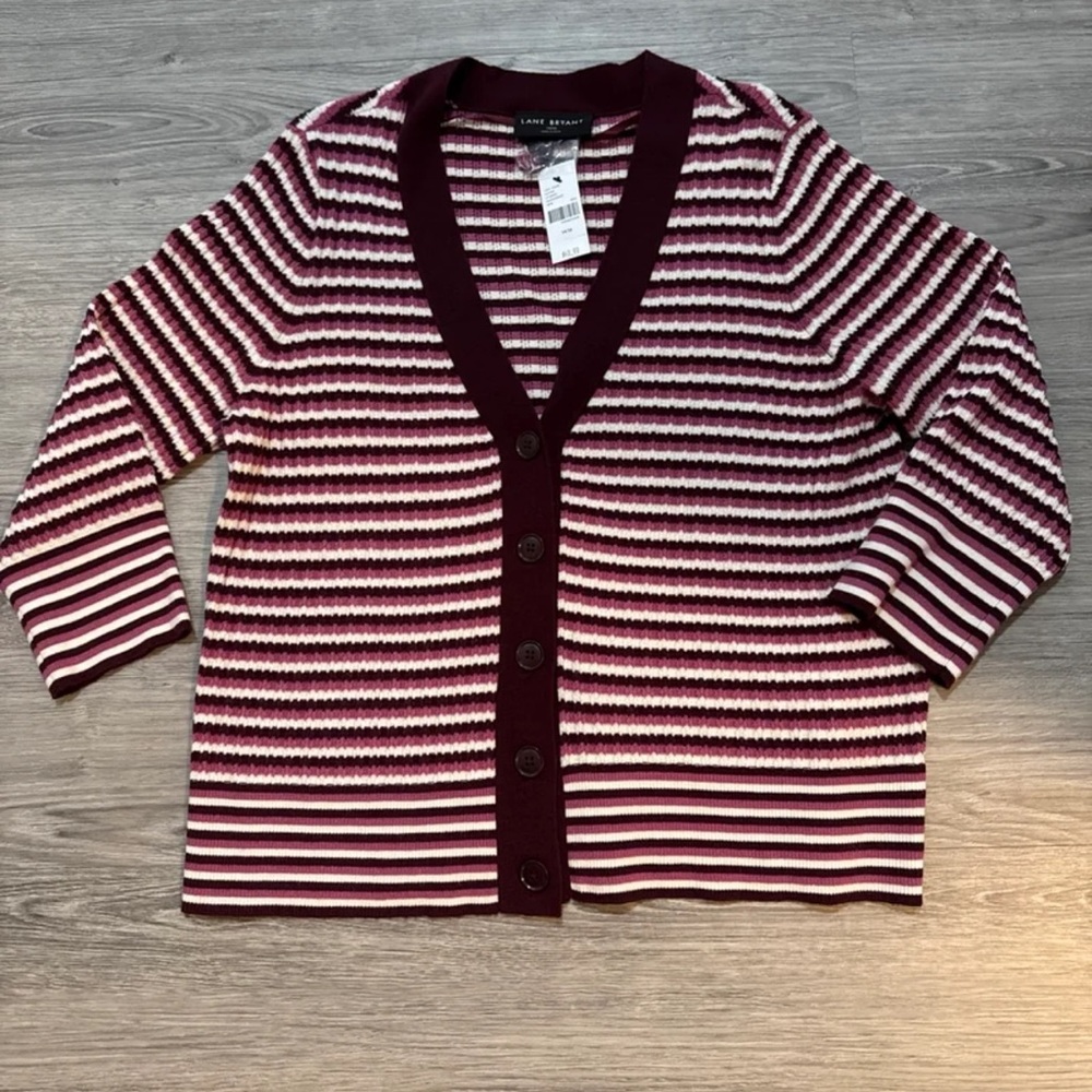 Lane Bryant Sz.14/16 V-Neck 3/4 Sleeve Spring/Summer Weight Cardigan Sweater NWT